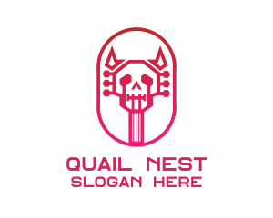 Red Gradient Skull Guitar logo design