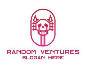 Red Gradient Skull Guitar logo design