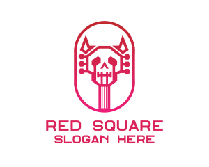 Red Gradient Skull Guitar logo design