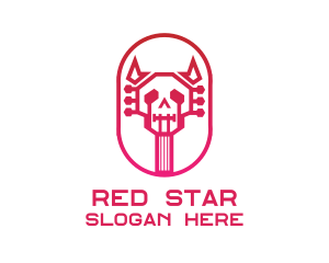 Red Gradient Skull Guitar logo design