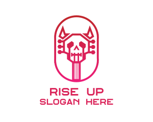 Red Gradient Skull Guitar logo design