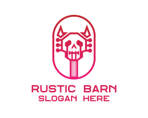 Red Gradient Skull Guitar logo design