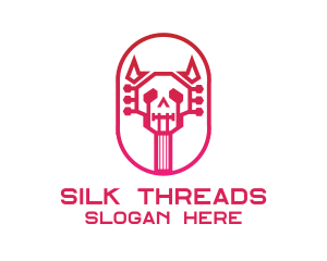 Red Gradient Skull Guitar logo design