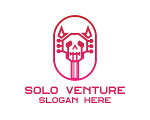 Red Gradient Skull Guitar logo design