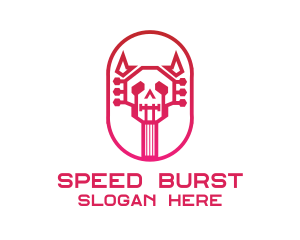 Red Gradient Skull Guitar logo design