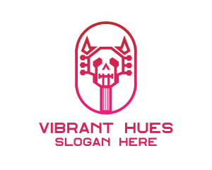 Red Gradient Skull Guitar logo design