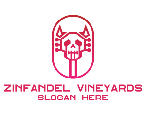 Red Gradient Skull Guitar logo design