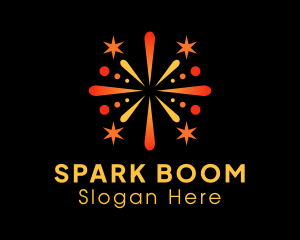 Firecracker - Starry Fireworks Explosion logo design
