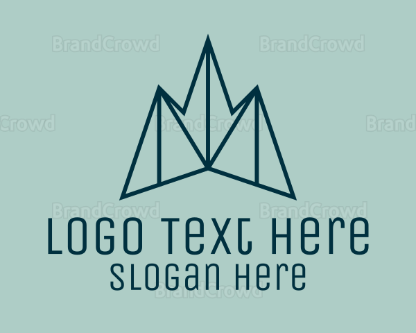 Blue Symmetrical Mountain Logo
