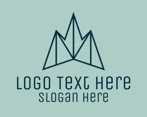 Destination - Blue Symmetrical Mountain logo design