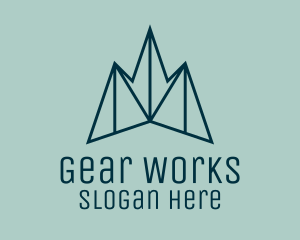 Blue Symmetrical Mountain logo design