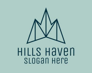 Blue Symmetrical Mountain logo design