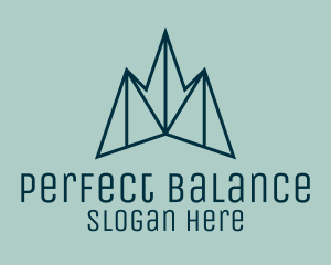 Blue Symmetrical Mountain logo design