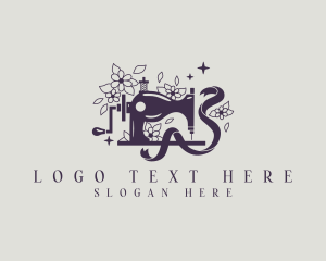 Embroidery - Sewing Floral Ribbon logo design