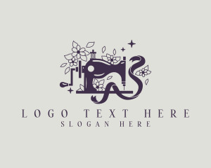 Dressmaker - Sewing Floral Ribbon logo design