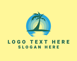 Island - Ocean Sunset Palm logo design