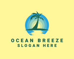 Ocean Sunset Palm logo design