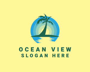 Ocean Sunset Palm logo design