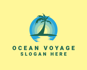 Ocean Sunset Palm logo design