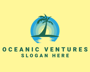 Ocean Sunset Palm logo design