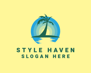 Beachfront - Ocean Sunset Palm logo design
