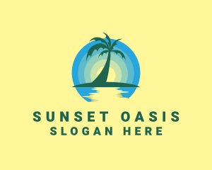 Ocean Sunset Palm logo design