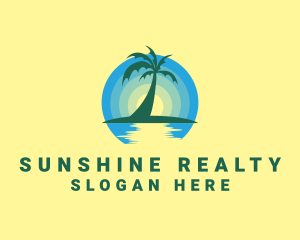 Ocean Sunset Palm logo design