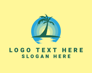 Beachfront - Ocean Sunset Palm logo design