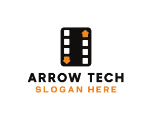 Filmstrip Cinema Arrows logo design