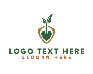 Organic - Gardening Shovel Crest logo design