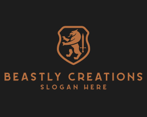 Medieval Beast Sword Shield logo design