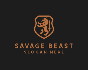 Medieval Beast Sword Shield logo design