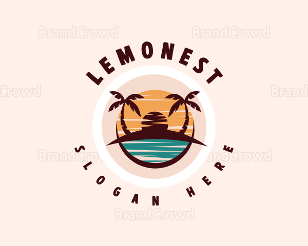Beach Island Ocean Logo