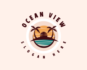 Beach Island Ocean logo design