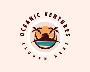 Beach Island Ocean logo design