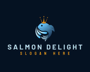 Salmon - Crown King Fish logo design