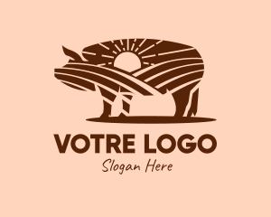 Pig - Sunrise Pig Farm logo design