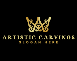 Luxury Royalty Crown Letter AM logo design