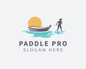 Canoe - Canoe Boat Sunset logo design