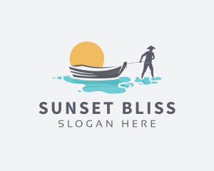 Sunset - Canoe Boat Sunset logo design