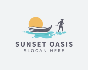 Sunset - Canoe Boat Sunset logo design