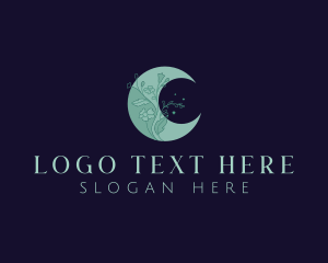 Elegant - Crescent Moon Flower Beauty logo design