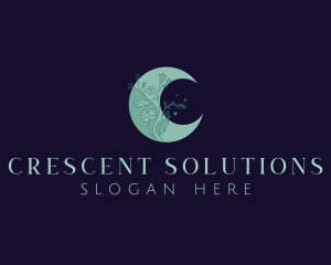 Crescent Moon Flower Beauty logo design