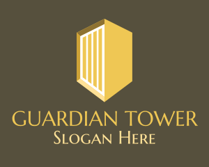 Golden Construction Tower logo design