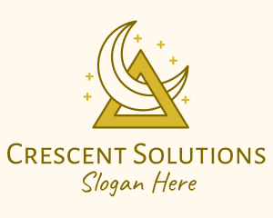 Crescent Moon Triangle  logo design