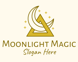 Nighttime - Crescent Moon Triangle logo design