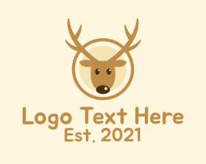 Antler - Cute Brown Reindeer logo design