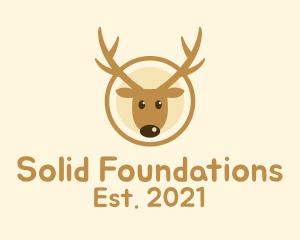 Christmas - Cute Brown Reindeer logo design