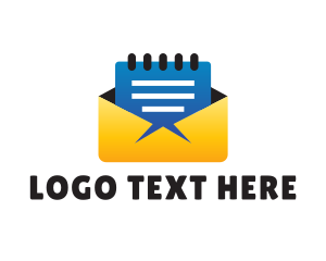 List - Notepad Mail Envelope logo design