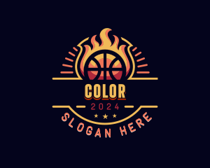 Flaming Basketball Sports Logo